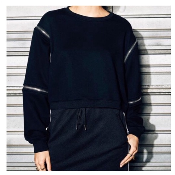 LF Tops - LF CROPPED PULL OVER ZIPPER SWEATSHIRT